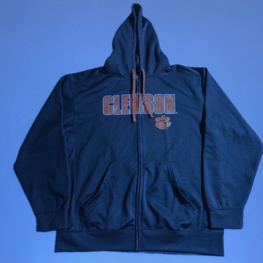 Clemson Full-Zip Hoodie in Navy with Orange Logo